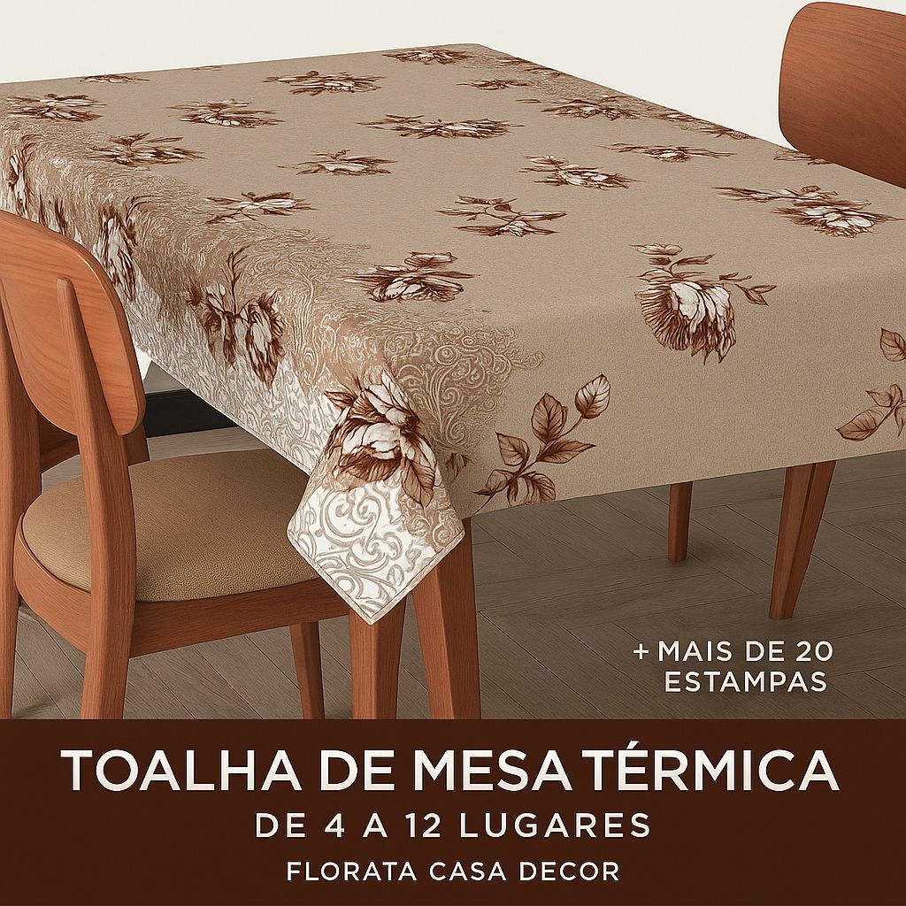 Toalha de Mesa Térmica Impermeável — Várias Estampas de 4 a 12 Lugares | Forro Decoração de Cozinha em Oferta na Shopee