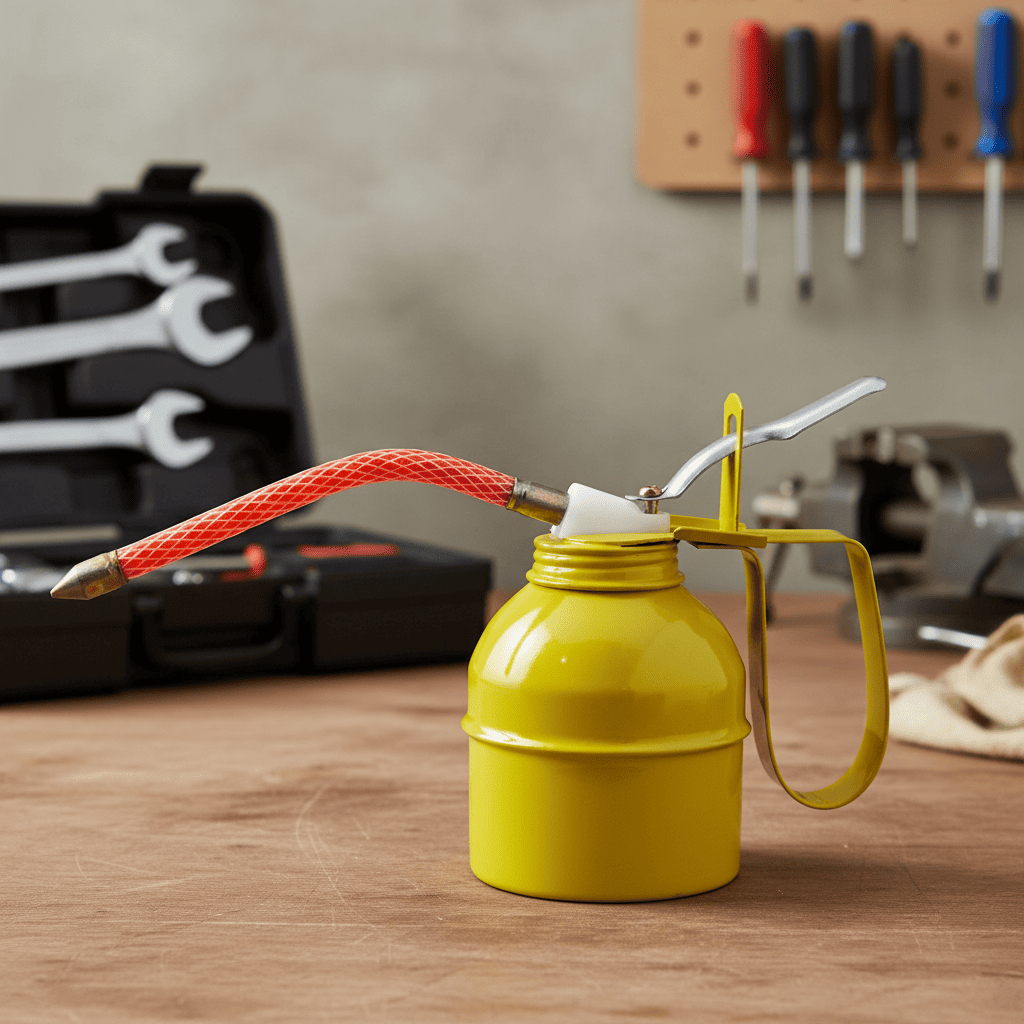 Almotolia Manual 300ml Amarela Resistente Para Lubrificação Precisa Em Oficinas E Manutenções