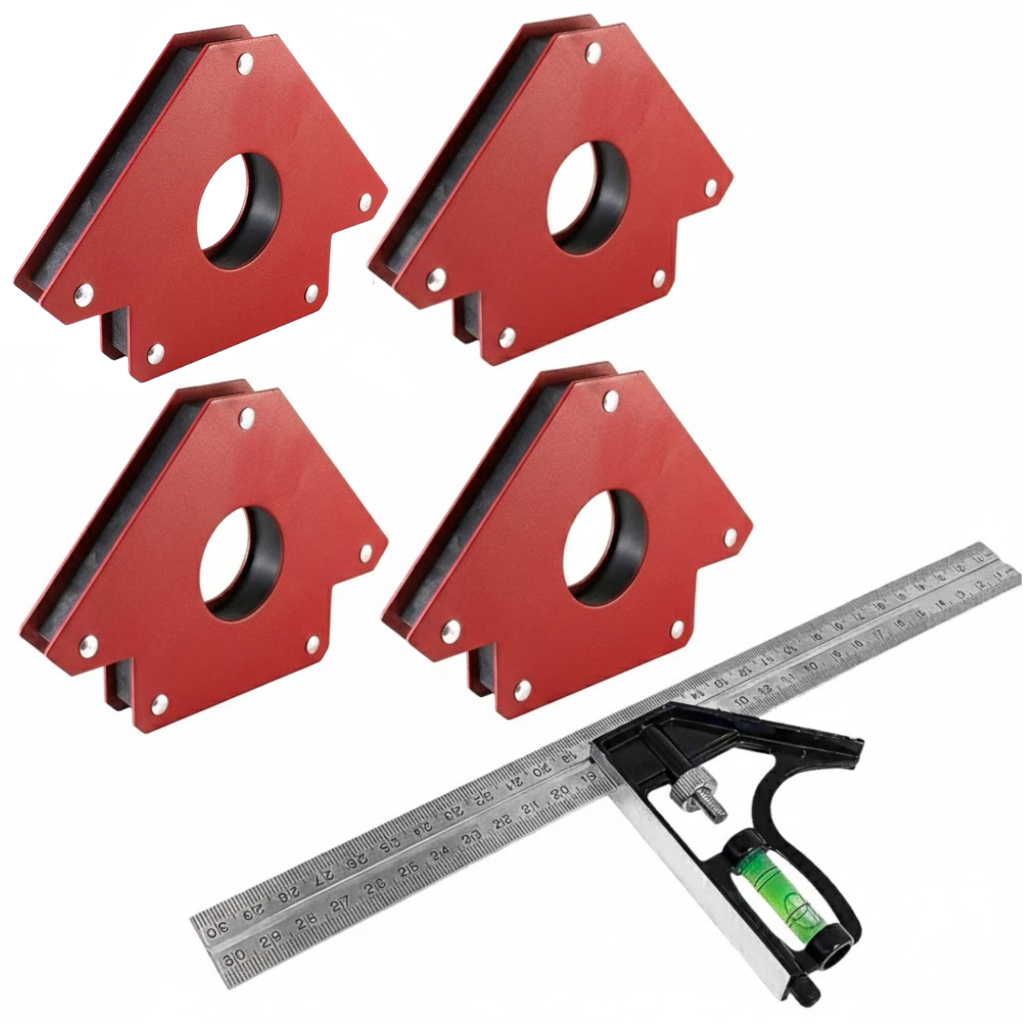 Kit Esquadro Magnético Até 12kg 45, 90, 135 + Esquadro Combinado em Oferta na Shopee
