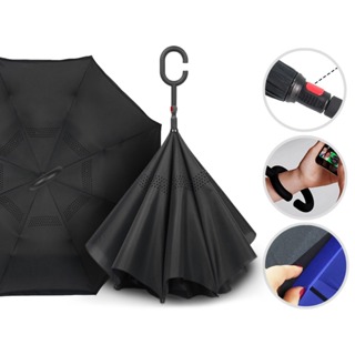 Guarda Chuva Invertido Com Cabo Curvo Emborrachado Duplo Sombrinha Abre Fecha Tecido Estampado 120cm em Oferta na Shopee