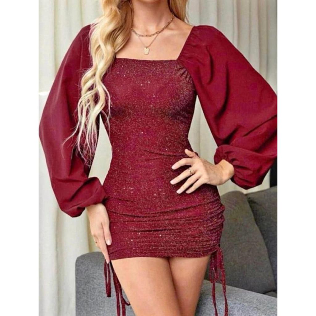 Vestido Elegante de Brilho com manga Vuol charmosa...