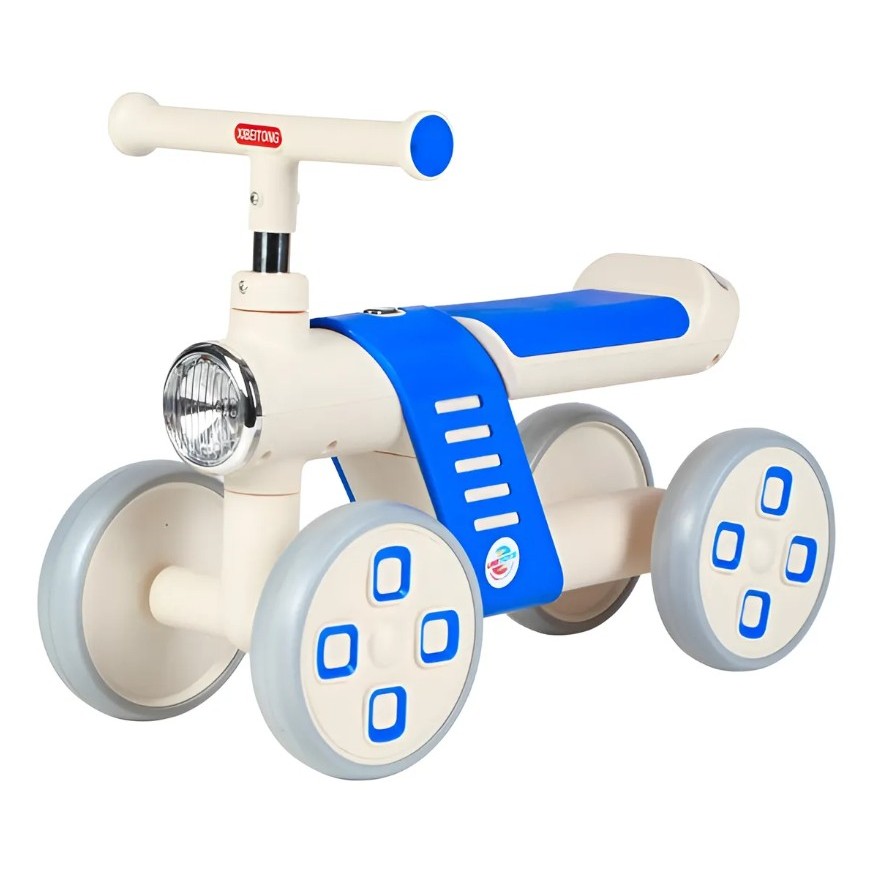 Unitoys Bicicleta Bike Infantil de Equilíbrio 4 Rodas Cor Azul e Branco Menino Coordenação