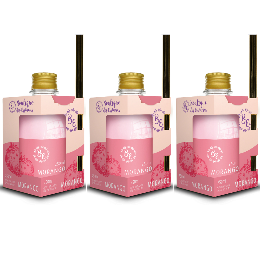 3 Difusor de ambiente Cheirinho 250ml Boutique Morango em Oferta na Shopee