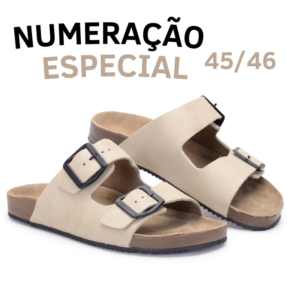 Papete Birken Sandália Tamanho Especial Numeração Até 46 Plus Size Confortável Couro Legítimo