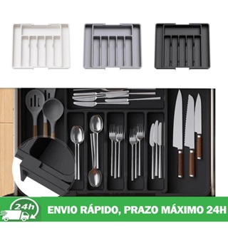 Organizador De Gavetas Ajustável para Cozinha, Utensílios, Talheres, Garfos, Colher, Facas em Oferta na Shopee
