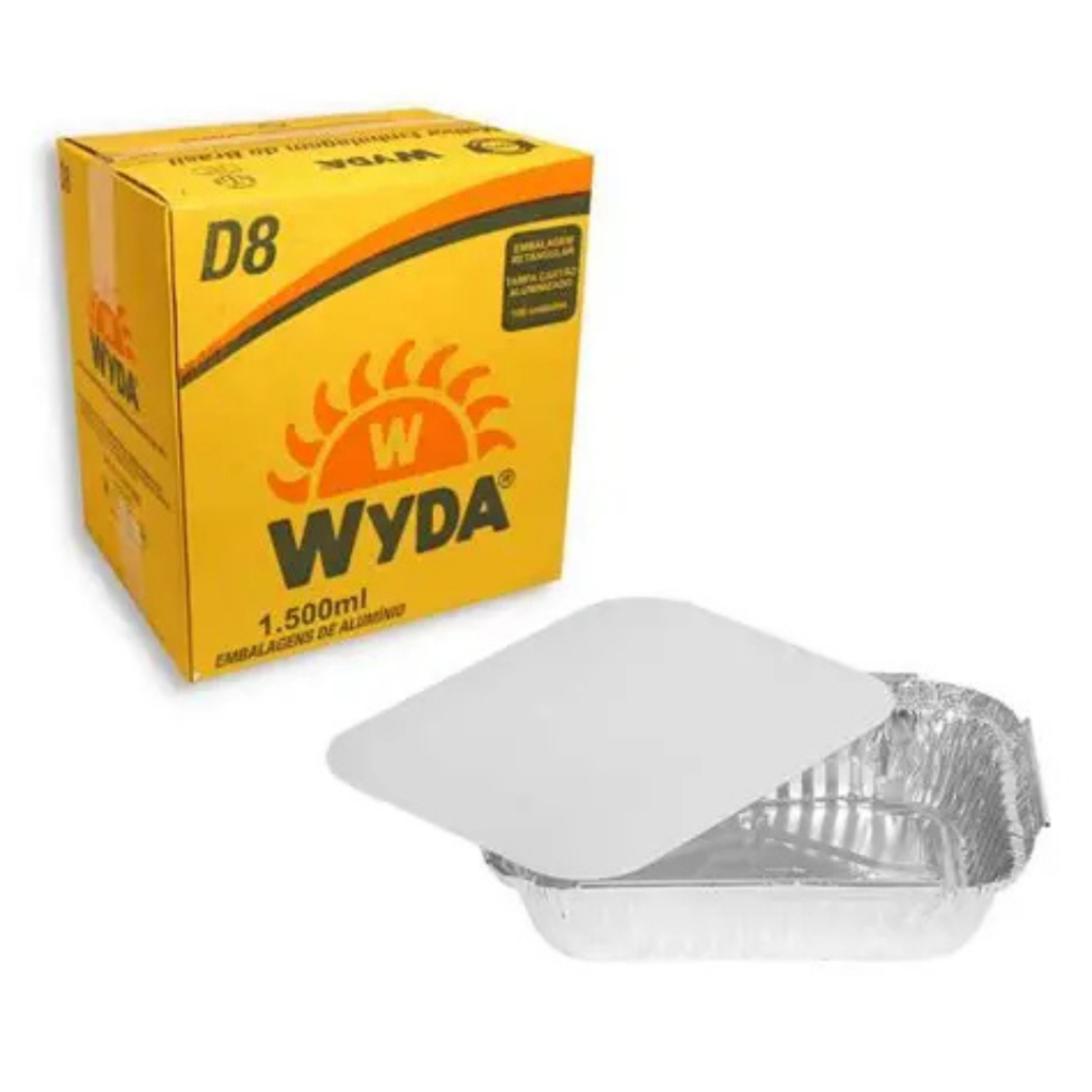 Bandeja de Alumínio Metal 1500ml WYDA com Tampa – Caixa 100 Unidades