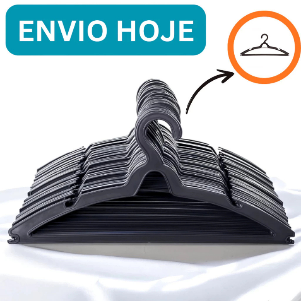 Cabide Adulto Preto Kits Cabides Reforçados Organizar Roupas em Oferta na Shopee