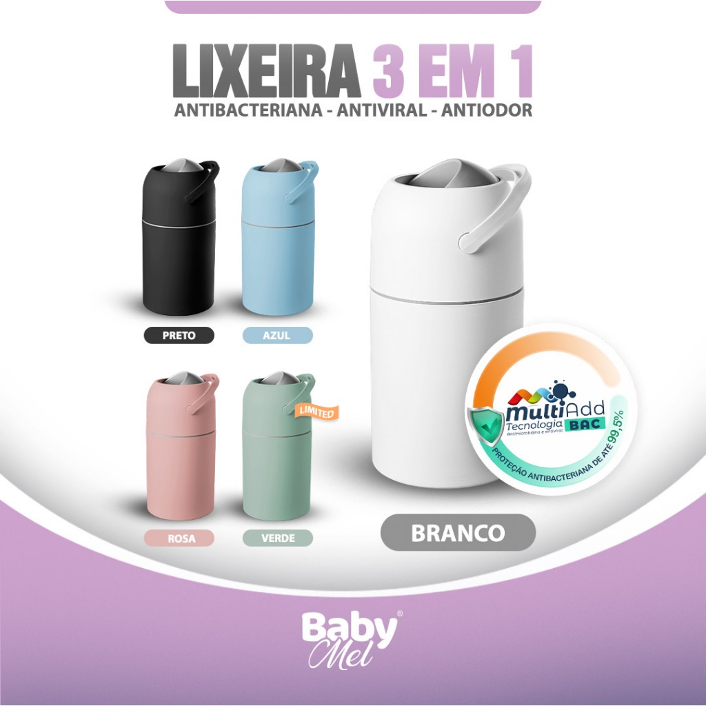 Lixeira Antiodor Baby Mel  Quarto de Bebê Banheiro Fraldas Cozinha Roupas Escritório Pet em Oferta na Shopee