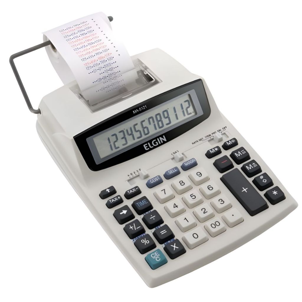 Calculadora de Mesa Eletrônica com Impressão Grande com Bobina Escritório 12 Dígitos Comércio Elgin Original