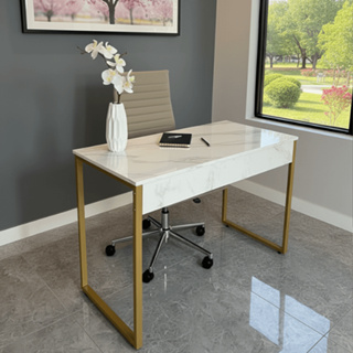 Mesa de Escritório Home Office Estilo Industrial - Metalon Dourado - 116 CM Athena em Oferta na Shopee