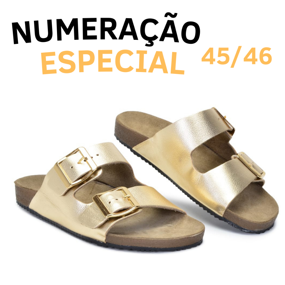 Sandália Papete Birken Tamanho Plus Size Até Número 46 Couro Legítimo Slide Calça Fácil