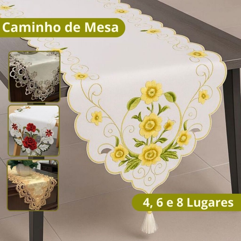 Caminho De Mesa Bordado Guipir Trilho Renda Diversas Cores Vários Tamanhos