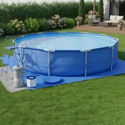 Piscina Estruturada 16925L Premium + Filtro, Capa e Escada Completa Com Estrutura Aço