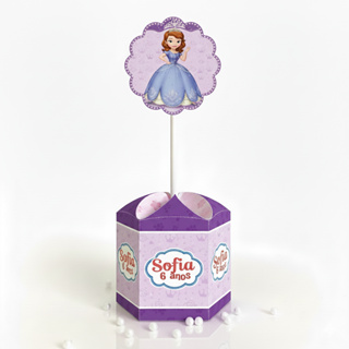 Kit 10 Caixinhas Centro De Mesa Personalizadas De Festa Infantil Princesa Sofia Nome Idade em Oferta na Shopee