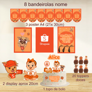 Kit Festa é só um bolinho Shopee Baby- "encomenda Recebida"Personalizado - mesversário- aniversário em Oferta na Shopee