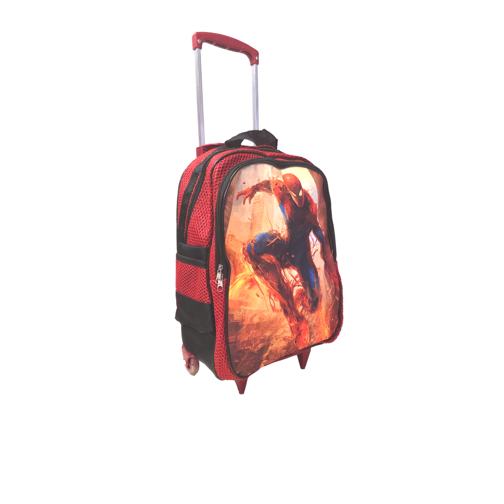Bolsa  infantil menino- Mochila Escolar Homem Aranha com Carrinho