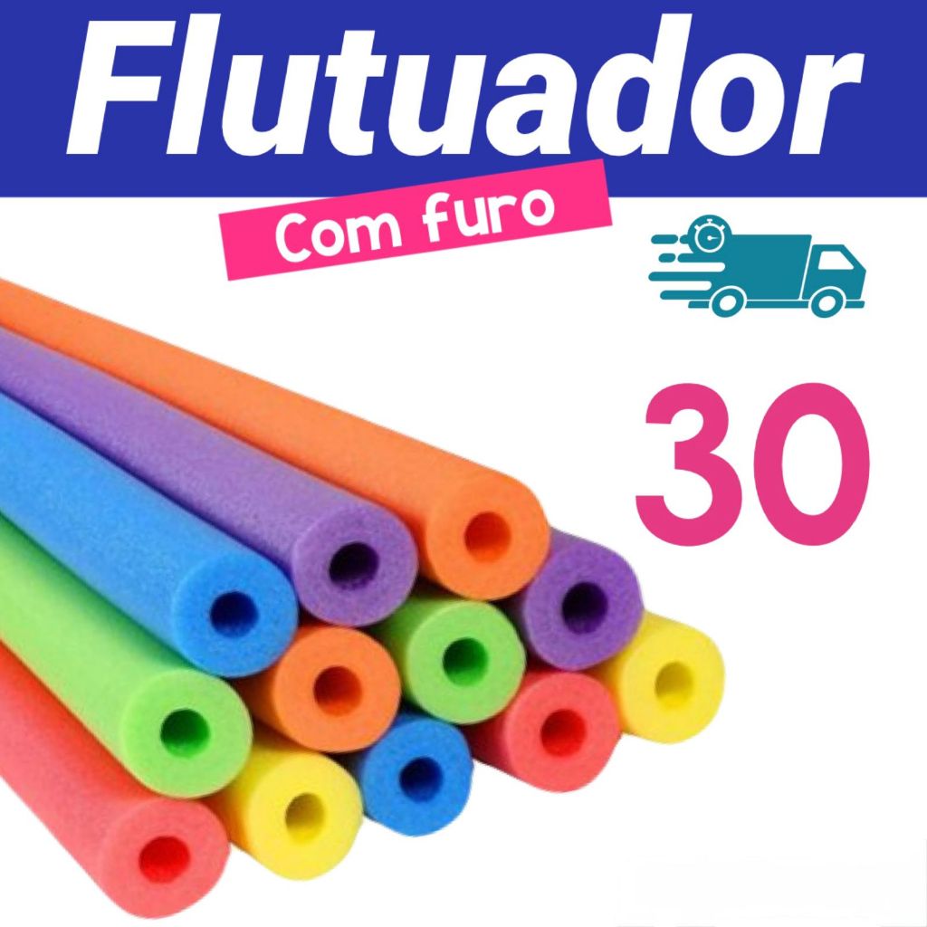 Kit 30 unidades Boias Espaguetes Macarrão Flutuador Para Piscina Praia Hidromassagem Com FURO em Oferta na Shopee