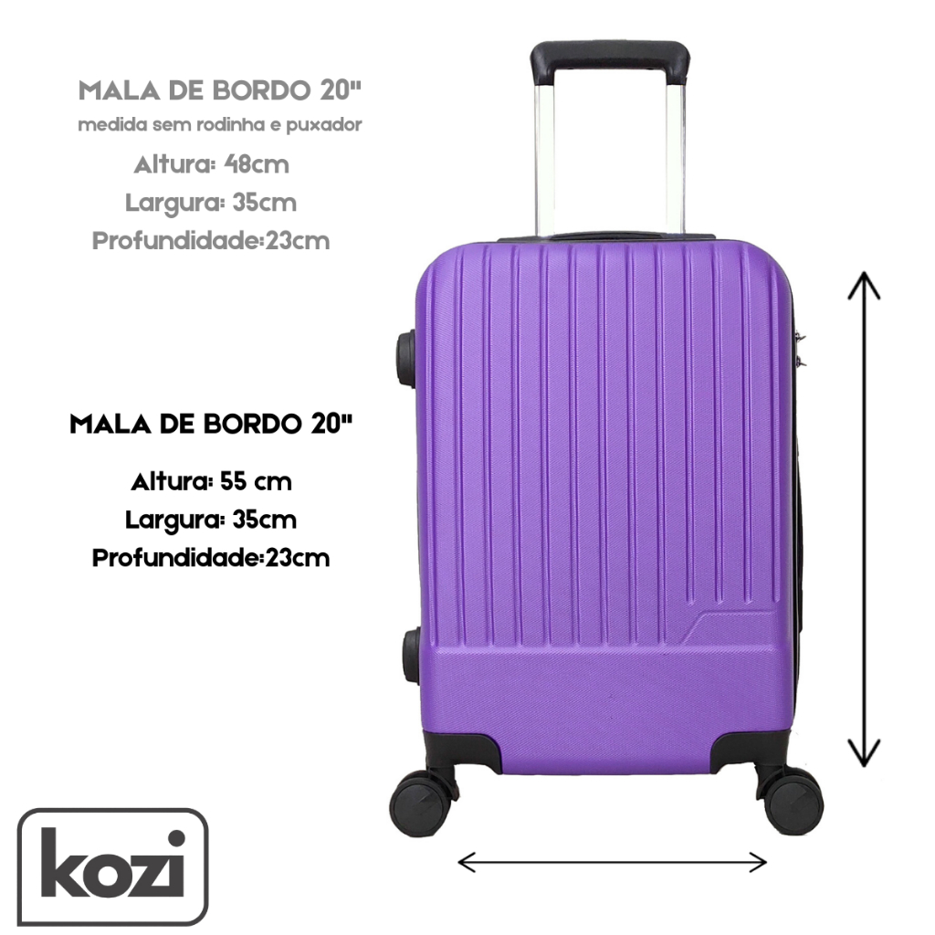 Mala De Bordo Kozi 10kg Abs Rodinhas 360 Leva Na Cabine Anac, mala de viagem