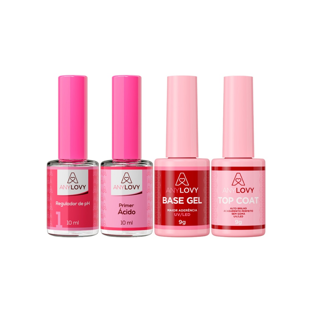 Preparadores De Unhas Any Lovy Kit Gel Base Primer Ácido Regulador De Ph E Finalizador Top Coat