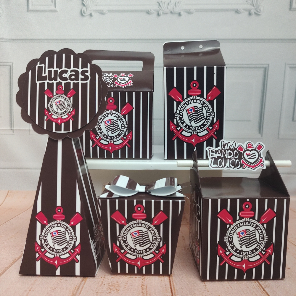 Kit Festa Corinthians Personalizado | Lembrancinha Corinthians Pegue e Monte | Caixinhas Personalizadas Infantil