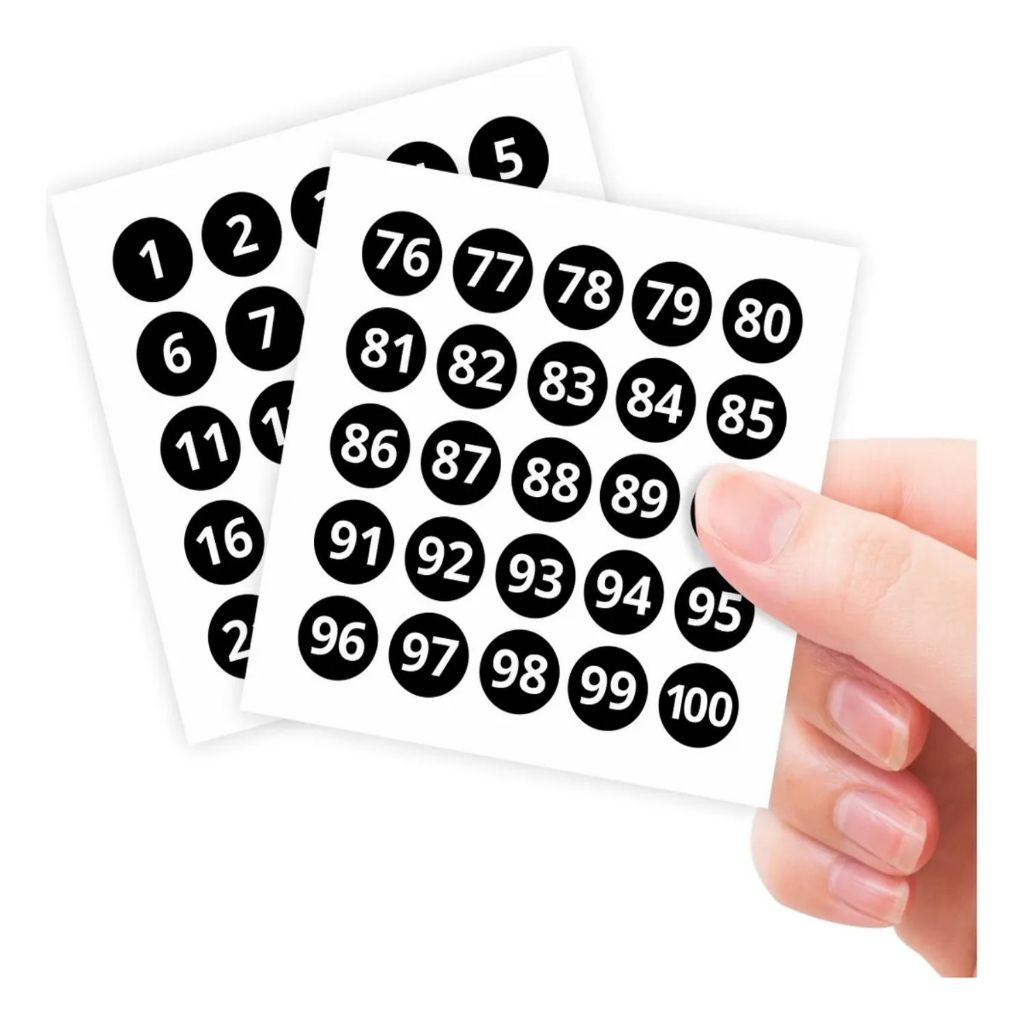 Adesivos Números 1 A 100 Preto Redondo 1cm Vinil Resistente Preto em Oferta na Shopee