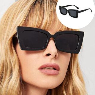 Óculos de Sol GATINHO Feminino Preto Retro anos 60 70 80 Óculos Feminino Quadrado Preto