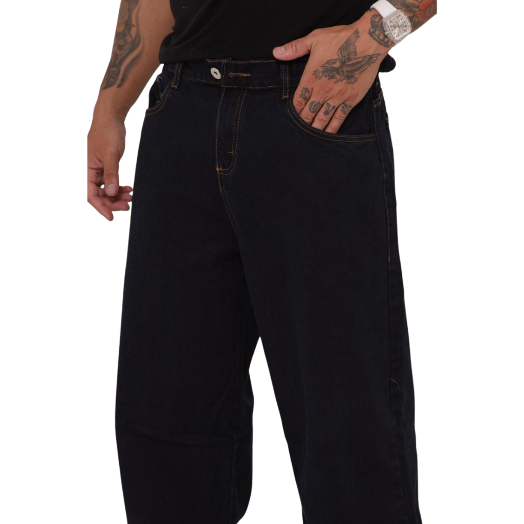 Calça Masculina Jeans Escuro Balão Boca Larga Alleppo Jeans