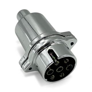 Plug Conector Macho Cromado Carretinha Engate Trailler Reboque Tomada Engatcar 7 Polos