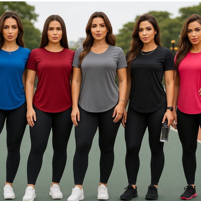 Kit 5 Camisas Femininas Academia Dry Fit Esportiva Envio Imediato