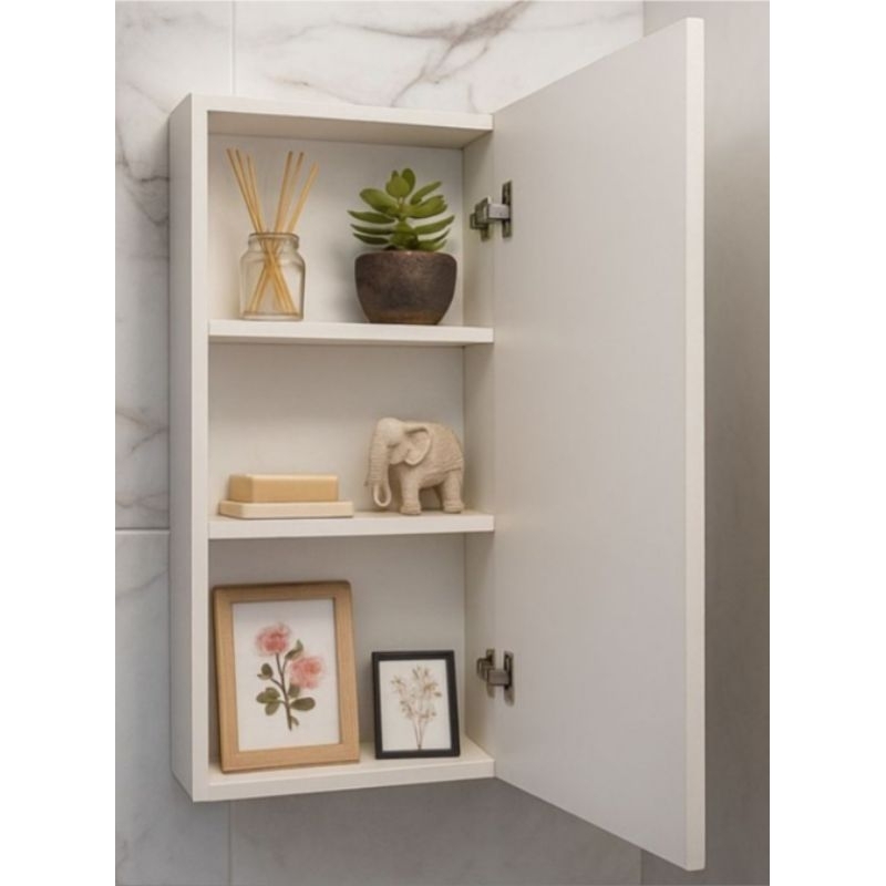 Espelheira 40cm Para Banheiro 1 Porta 100%MDF Branco -JA MONTADO em Oferta na Shopee