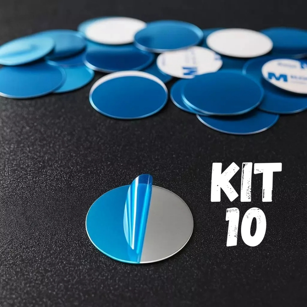 Placa Metálica Chapa Adesiva 3M Para Suporte Magnético Veicular Celular Universal GPS Capinha 30mm