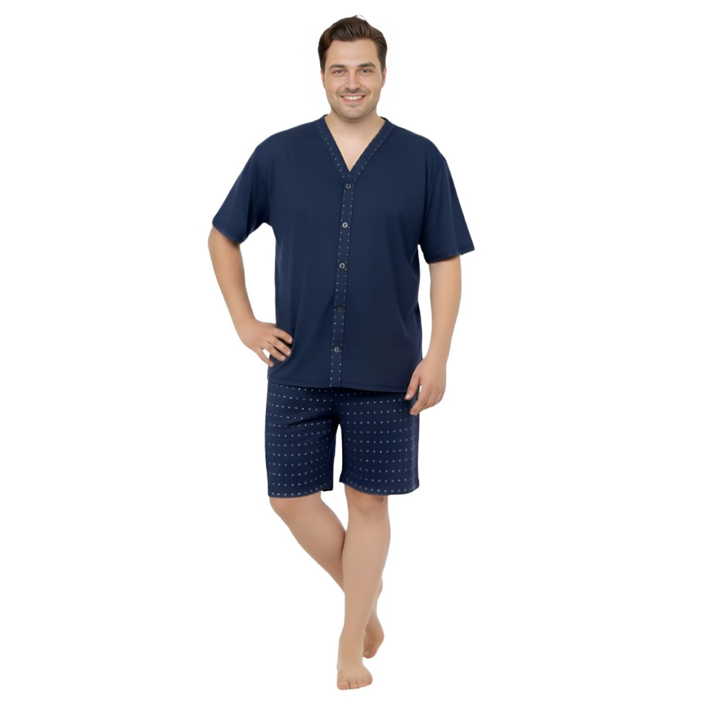 Pijama Plus Size Com Botões Homem Conjunto Roupa De Dormir