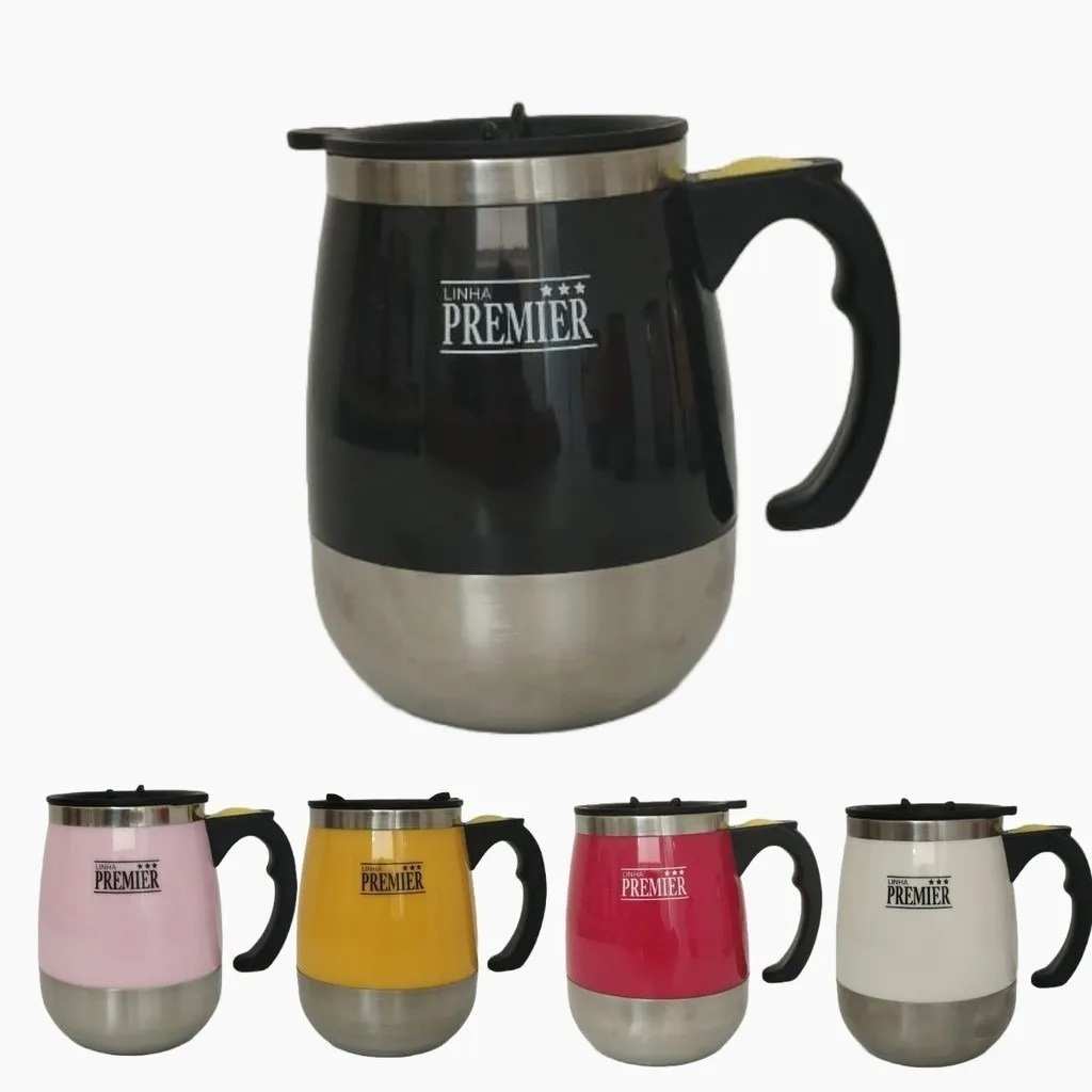 Caneca Mixer De Inox Com Tampa A Pilha 400ml Copo Isotérmico Caneca