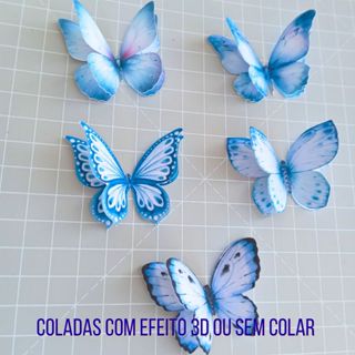 B07| ENVIO IMEDIATO | Borboletas 3D de Papel | Azul Aquarela  | 4cm | | Kit 25 a 100 | Decoração de festa em Oferta na Shopee