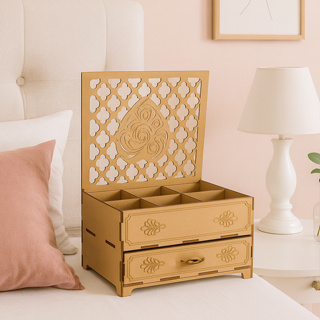 Porta Joia Decorado MDF Decoração Quarto Detalhado Uma Gaveta em Oferta na Shopee