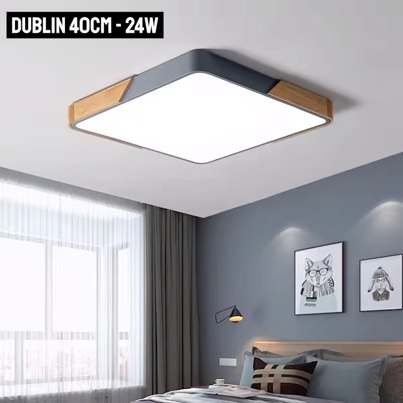Luminaria Led Sala Jantar Plafon Sobrepor Lustre Moderno Madeira 3000k Teto Banheiro 3 Tons