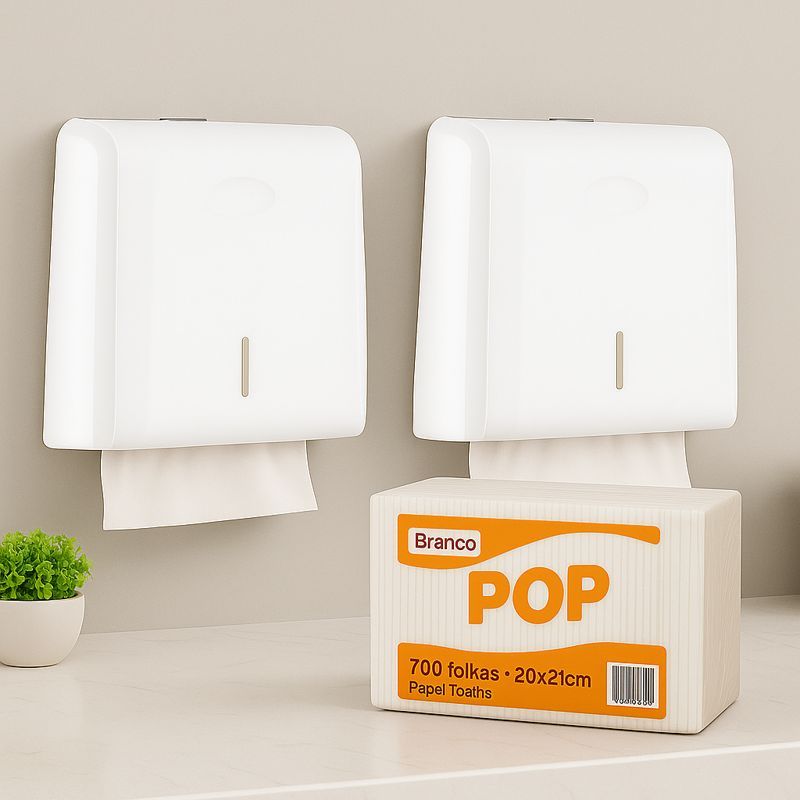 Kit Dispensers Papel Toalha Nobre + Papel interfolhas