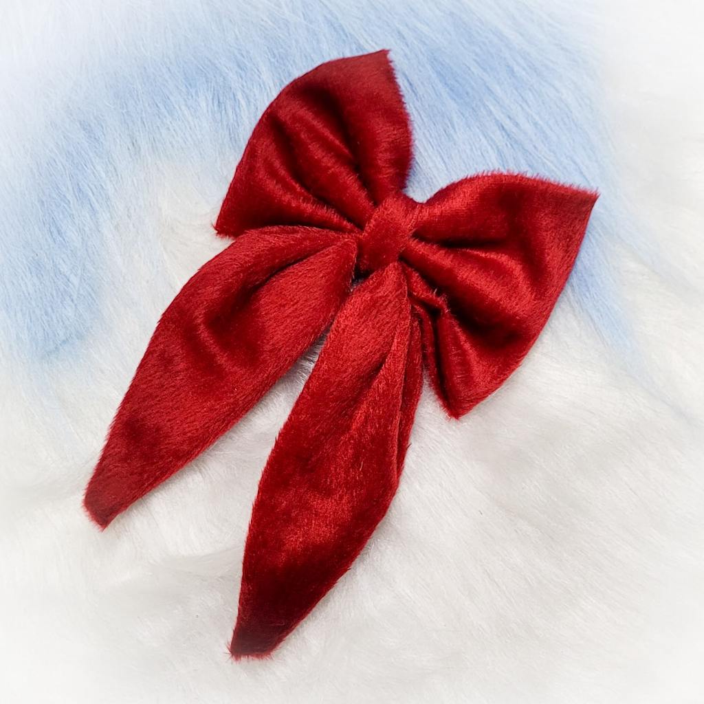 Laço Grande de Cabelo Pelúcia Vermelha / Fofo / Natal / Natalino / Festa / Acessório / Presilha / Feminino