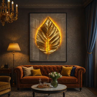 Quadro Decorativo De Luxo Folha Dourada 80x60 Com Acabamento Premium Para Escritório Sala e Quarto em Oferta na Shopee