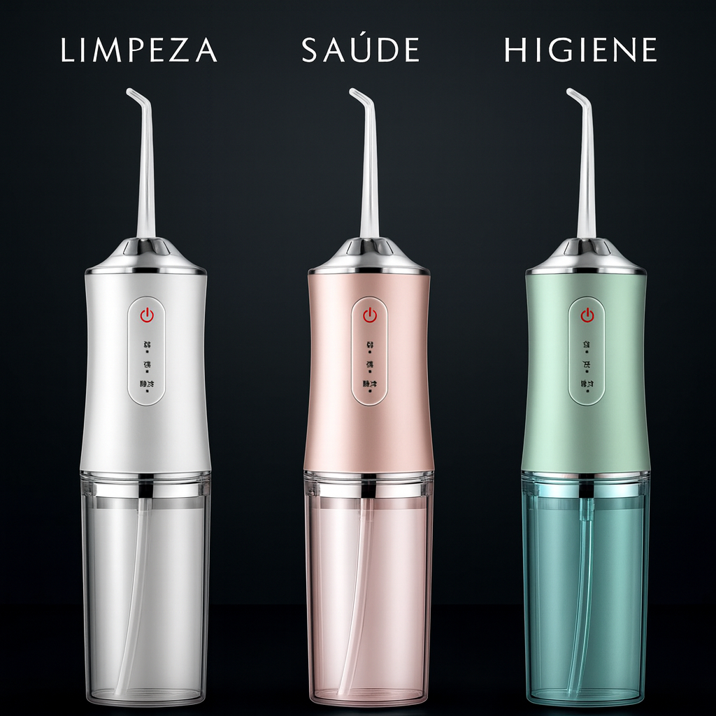 Irrigador Dental Portátil Recarregável 300ml IPX7 3 Modos de Pressão Potente Limpeza Dente Profunda em Oferta na Shopee