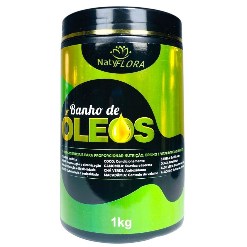 Máscara Banho de Óleos Nutrição e Hidratação 1Kg NatyFlora em Oferta na Shopee