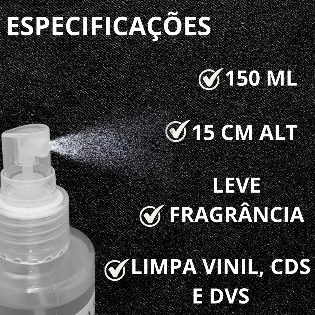 Spray Limpa Discos de Vinil Cds Dvds + Lenço Especial Limpeza — imagem 2 de 2