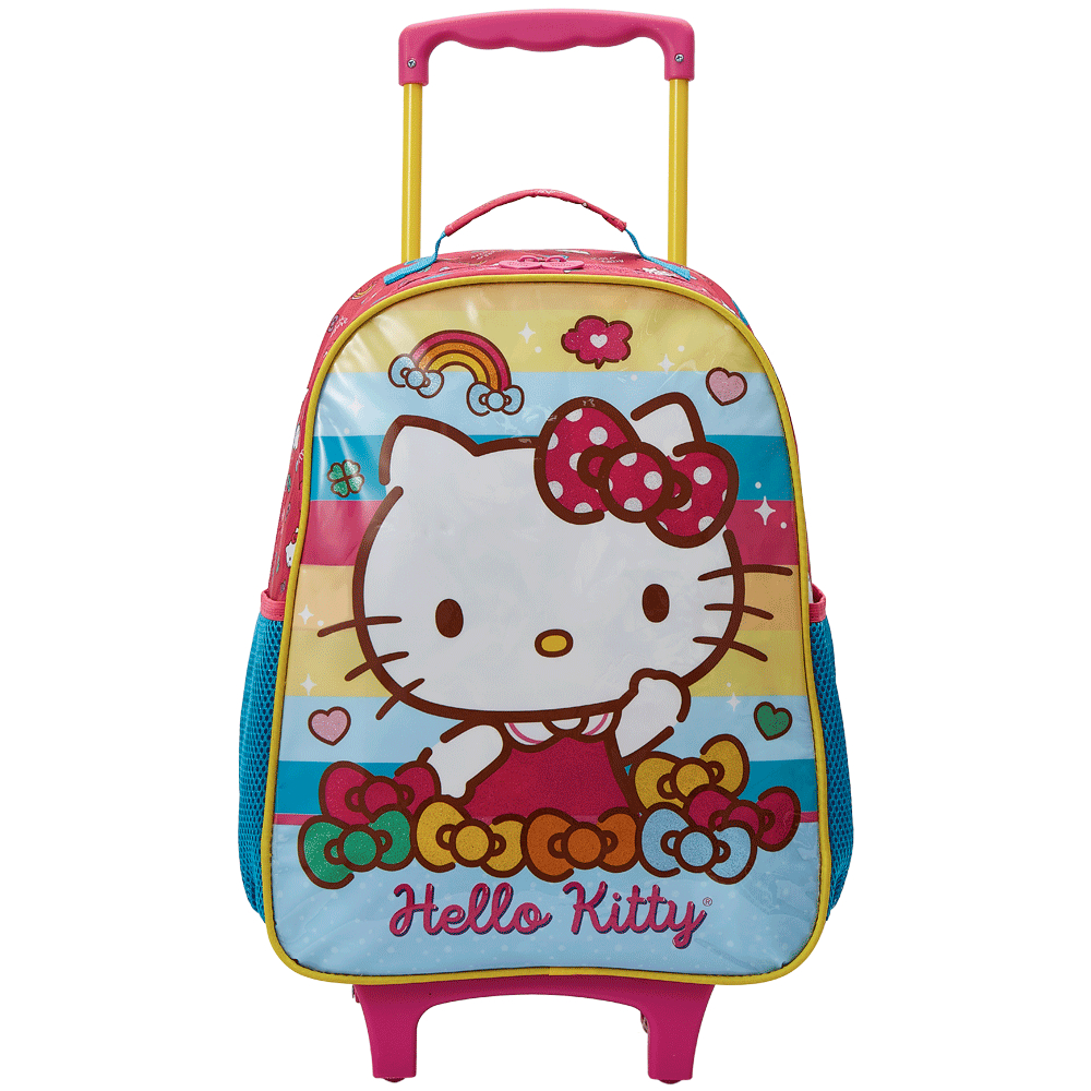 Mochila C/ Rodinhas Wincy Hello Kitty Rainbow