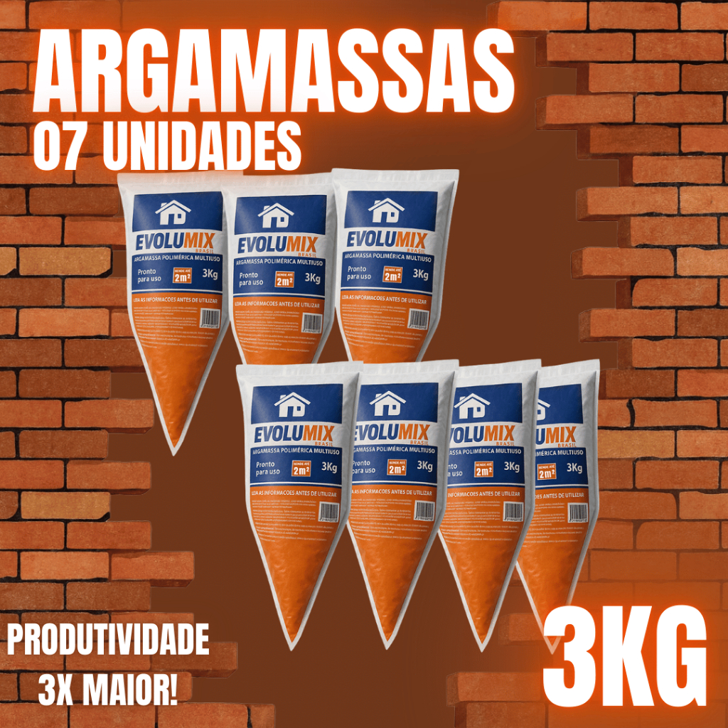 Kit 7 Argamassa Polimérica 3kg Cola Tudo Reparos Construção Alta Aderência Uso Interno e Externo