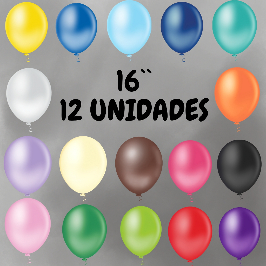 Balão PIC PIC Bexiga Látex 16″ Polegadas – Pacote com 12 Unidades em Oferta na Shopee