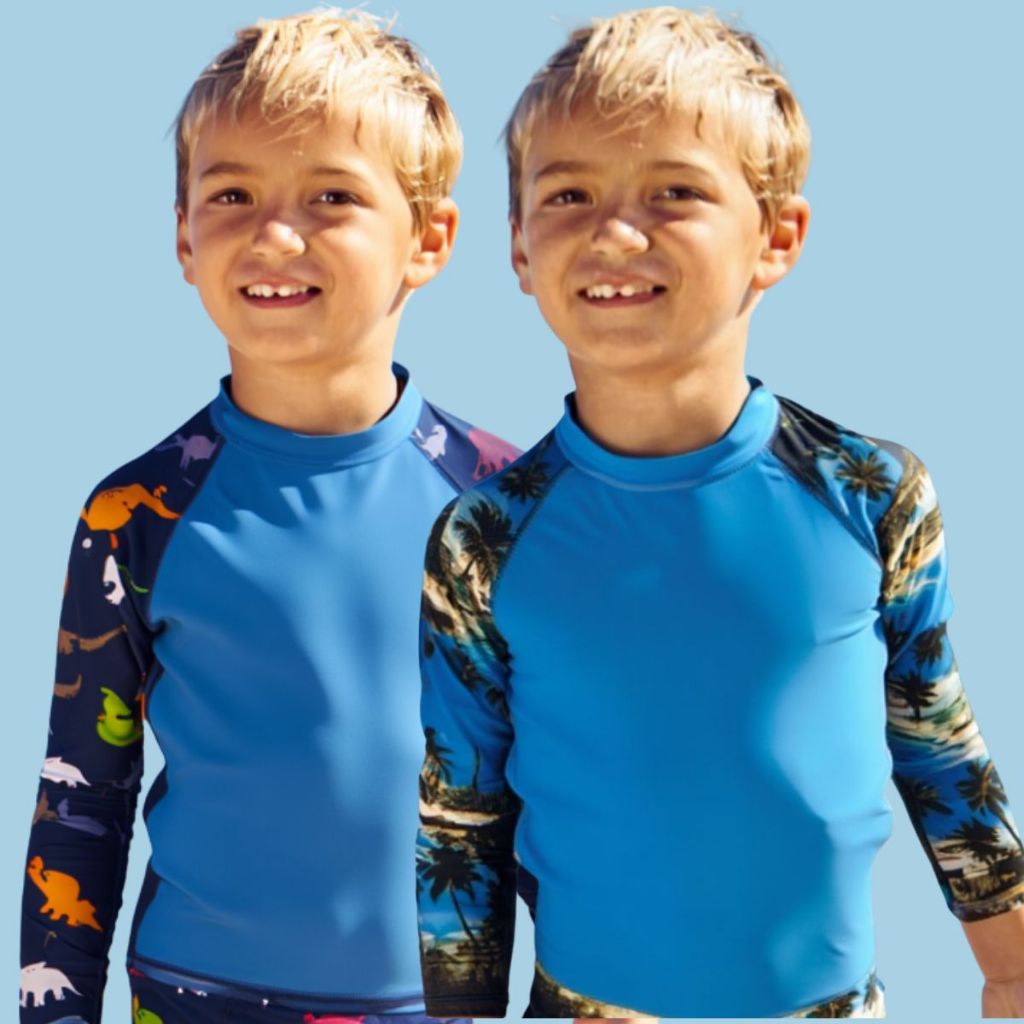 Kit 2 Camiseta Térmica Proteção Solar UV Piscina Praia Verão Confortável Secagem Rápida Menino