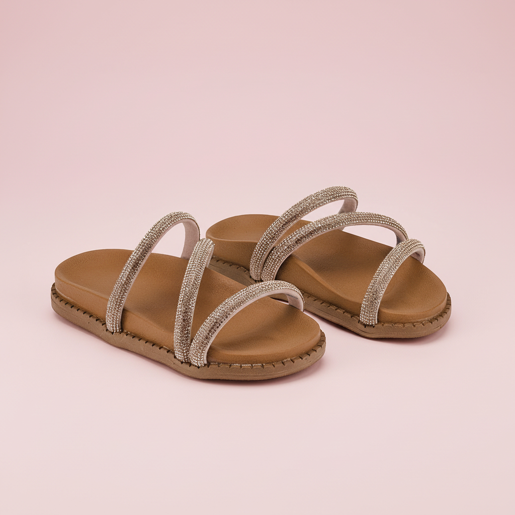 Sandália Infantil Menina Papete Birken Strass Moda Festa Passeio em Oferta na Shopee