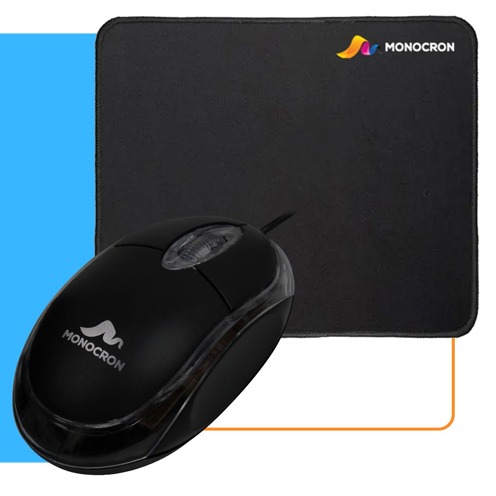 KIT MOUSE + MOUSEPAD - USB PLUG AND PLAY MOUSE LEVE