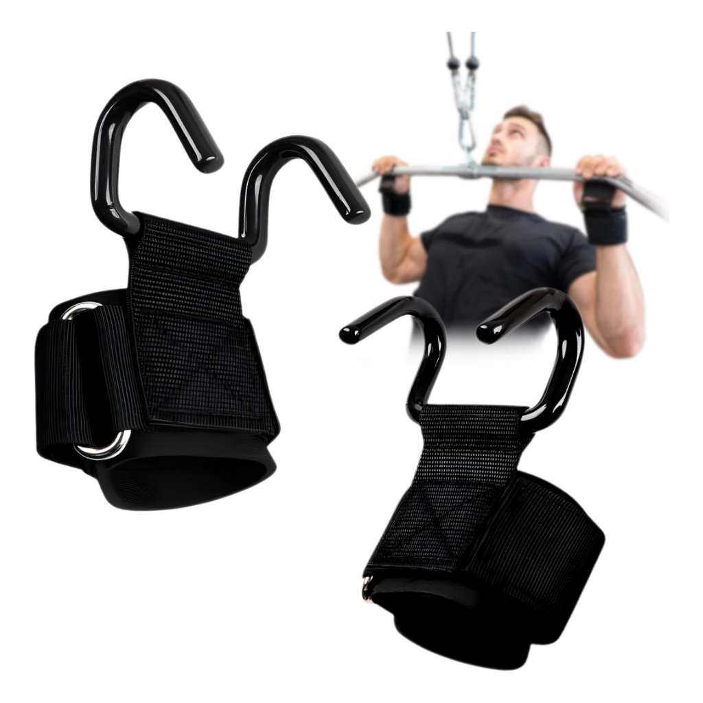 Kit 2 Luvas Gancho Strap Grip Musculação Barra Hook Academia 136kg