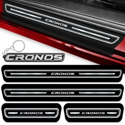 Kit Soleira Porta Cronos 2018 A 2025 Preto Cromado Chaveiro
